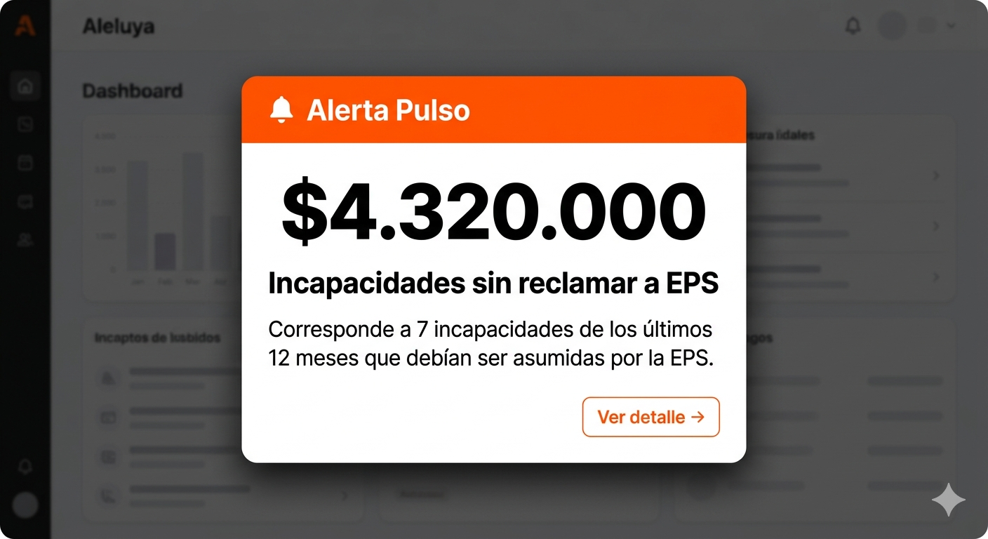 Alerta de Pulso mostrando un riesgo cuantificado en pesos colombianos